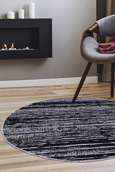 Dijidekor سجادة حمام Ym4700 باللون الرمادي والأسود بدون هامش مطبوعة رقمية وقا...