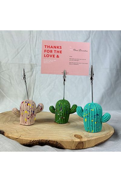 oasis decoration Cream Green Ice Green Cactus Splash 3-Piece Note Holder Set