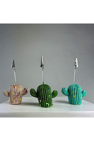 oasis decoration Cream Green Ice Green Cactus Splash 3-Piece Note Holder Set