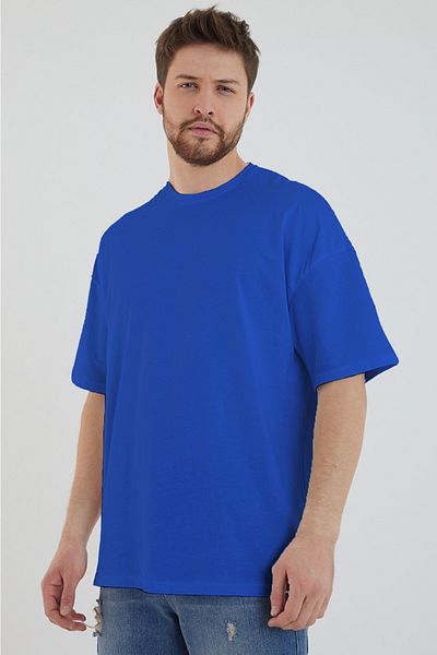 DEEPSENCE Ανδρικό μπλουζάκι Oversize Απλό Βαμβακερό Ύφασμα Μπλε Χρώμα