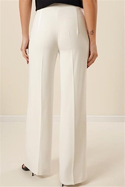 Canseven Fashion Beli Kemerli Bol Paça Yüksek Bel Kumaş Pantolon