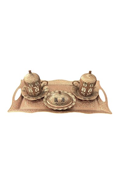 AKMETAL Tulip Copper 2-Person Coffee Cup Set Stylish Design