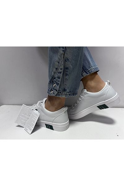 lumberjack Pantofi sport cu șireturi clasici din piele artificială de culoare albă pentru femei Tina Sneaker