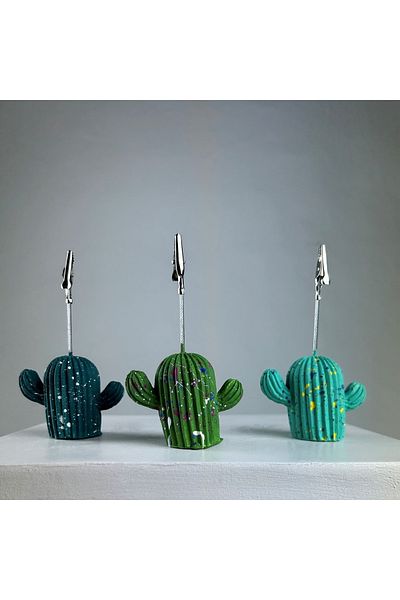 oasis decoration Green Tones Cactus Splash 3-Piece Note Holder Set