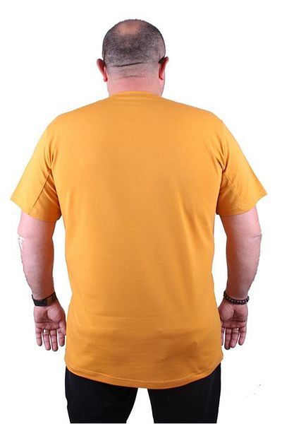 Starbattal Men's Large Size Lycra T-Shirt - Crew Neck, Mustard 11160