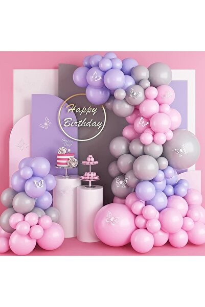 PARTİ SEPETİ Smoke Colorful Chain Balloon Set 3 Meters