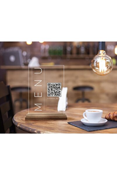 Bk Gift Restoran & Cafe & Barlara Özel Ahşap Standlı Pleksi Qr Kod Menü, Cafe...