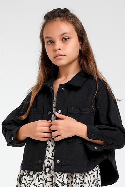 Nonno Kids Kız Çocuk Siyah Jean Ceket