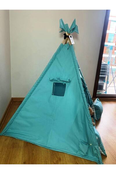 Webburada Isimlikli Işıklı Kızılderili Oyun Çadırı Aktivite Alanı Minderli Oyun Evi Yastıklı Mavi