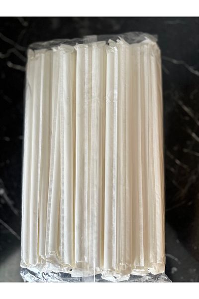 Pars Paper Straws White Wrapped 100 Pieces 8 Mm *20 Cm- Nature Friendly Paper Straws-frozen Thick Straws