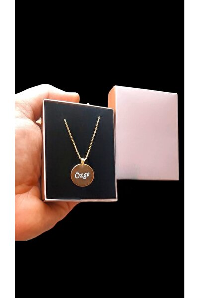 Pomodor Özge Isimli Madalyon Kolye 925 Ayar Gümüş Kolye (altın Kaplama)