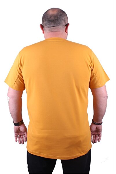 MocGrande Men's Large Size Lycra T-Shirt - Crew Neck, Mustard 11160