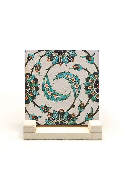 Sadrazam Karatay Madrasa Tile Pattern Printed Natural Stone Tabletop