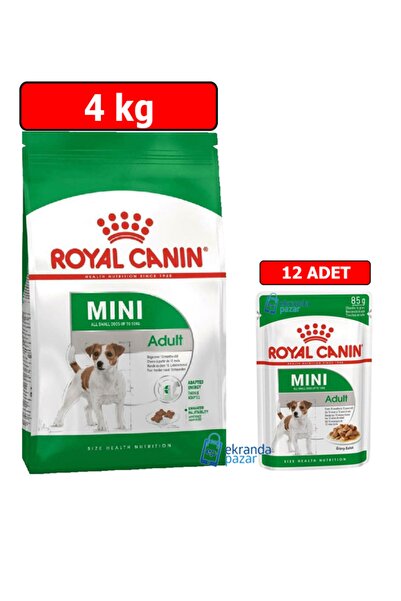 Royal Canin Mini Adult İkili Paket 4kg Adult Kuru Mama 12 Adet 85gr Mini Adul...