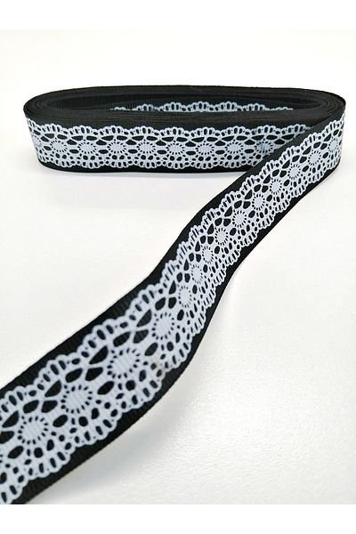 GELD Μαύρη δαντέλα με στάμπα Grosgrain Κορδέλα 2,5 cm 2 μέτρα – Κορδέλα