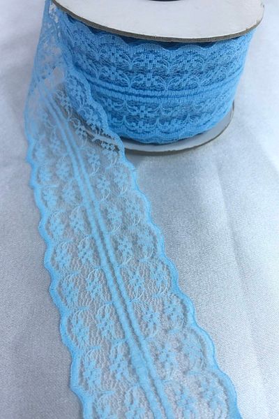 GELD Baby Blue Lace Κορδέλα Πλάτος 5 cm Μήκος 5 μέτρα