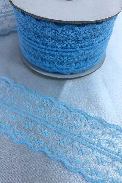 GELD Baby Blue Lace Κορδέλα Πλάτος 5 cm Μήκος 5 μέτρα