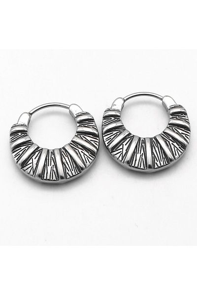 Viking Black Sun Drop Model Ring Vintage Large 316l Steel Snap-on Men's Earrings