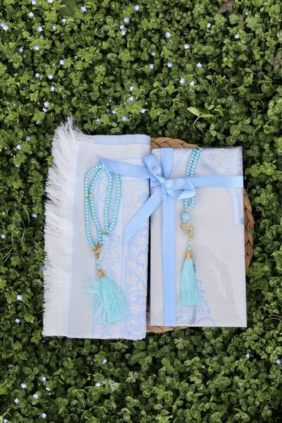 Bilenler Hediyelik Pamuklu Seccade Seti S1004 Mavi