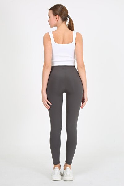 VOSSAX Size 1 Gray High Waist Strengthening Sports Leggings - Slimming Waist, No Inner Display Knitted Diver