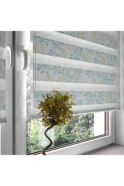 Turuncu Dizayn Green Vegetation Patterned Digital Printed Zebra Roller Blinds for Bedroom and Kitchen