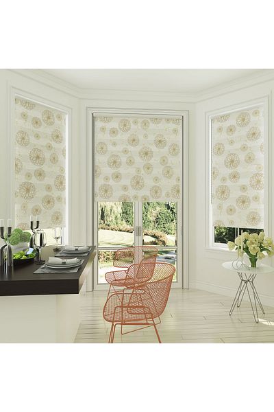 Turuncu Dizayn Digital Printed Zebra Roller Blinds Yellow Star Flower Pattern
