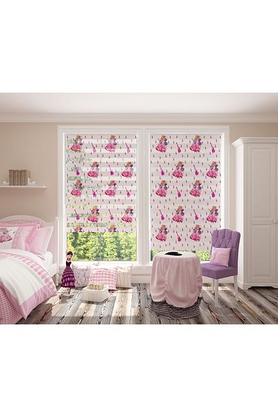 Turuncu Dizayn Pink Guitarist Princesses Patterned Digital Printed Zebra Roller Blinds for Children's Room