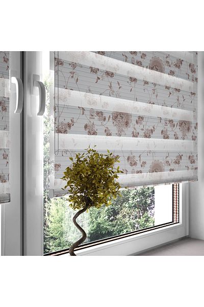 Turuncu Dizayn Coffee Bird Caged Ivy Roses Patterned Digital Printed Zebra Roller Blinds for Bedroom
