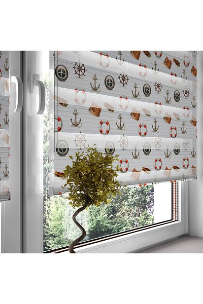 Turuncu Dizayn Brown Pirate Diary Patterned Digital Printed Zebra Roller Blinds for Children's Room and Playroom