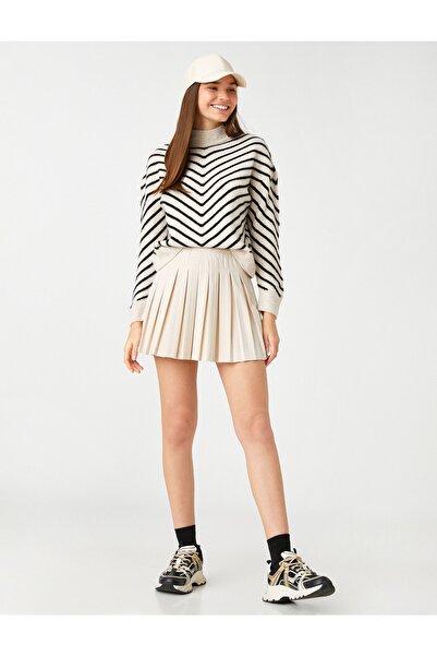 Koton Ριγέ πουλόβερ μακρυμάνικο με μισό ζιβάγκο