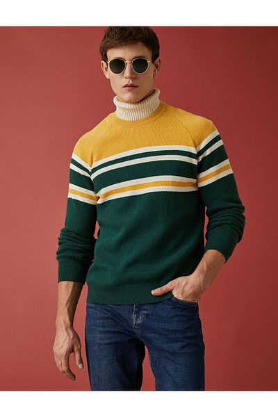 Koton Crew Neck Sweater Color Blocked