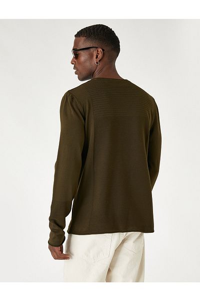 Koton Embossed Patterned Crew Neck Sweater