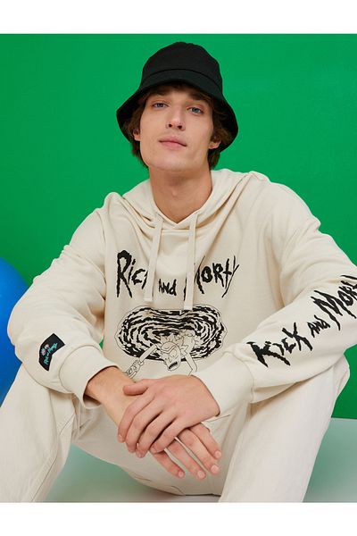 Koton Rick And Morty Oversize Sweatshirt Raised Licensed Printed
