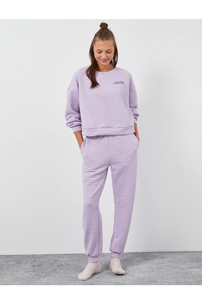 Koton Printed Textured Long Sleeve Pajama Top