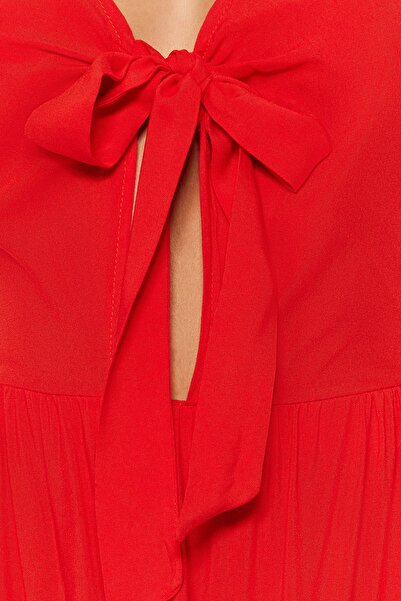 Trendyol Collection Piros Maxi szőtt hát nélküli strandruha TBESS23EL00193