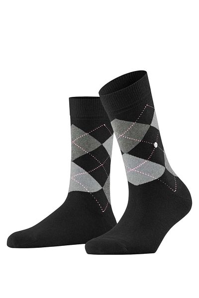 Burlington Damen Socken 3er-Pack – Queen, Kurzstrümpfe, Baumwolle, Rautenmuster, Logo