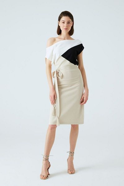 JOIN US Boat Neck Color Block Multi Dress