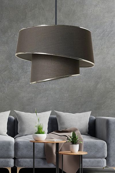 EvLight Eftelya Asymmetrical Pendant Lamp Chandelier Anthracite Chrome