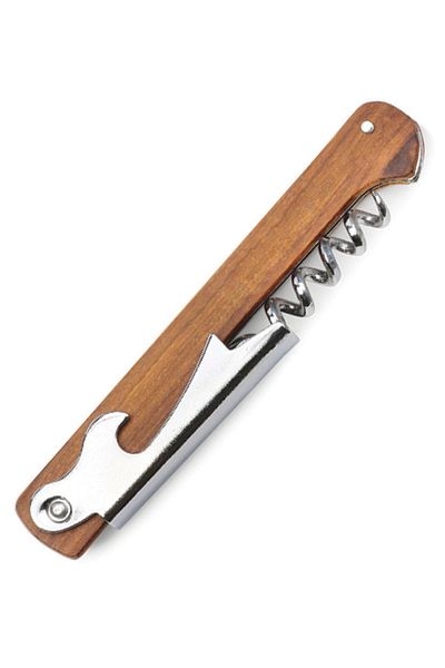 Binbirreyon Steel Corkscrew Wood Coated Bartender Corkscrew 3 Functions Ra164