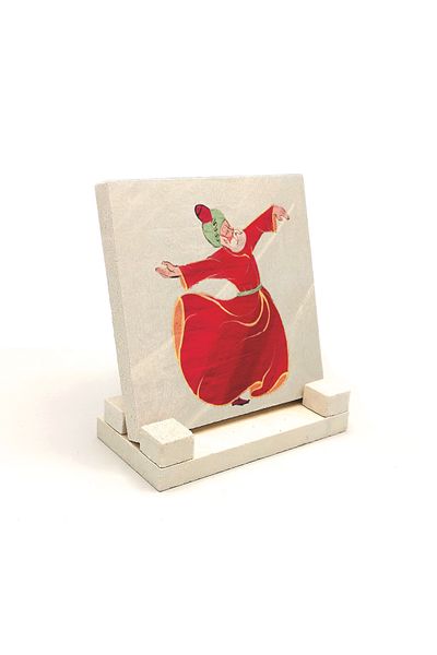 Sadrazam Whirling Dervish Printed Natural Stone Desktop 10x10 Krt-79