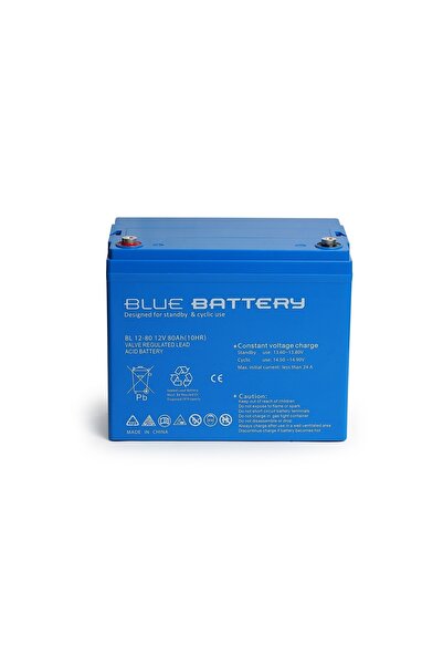 Blue Battery 12 Volt 80 Amper Bakımsız Kuru Akü , Ups Aküsü