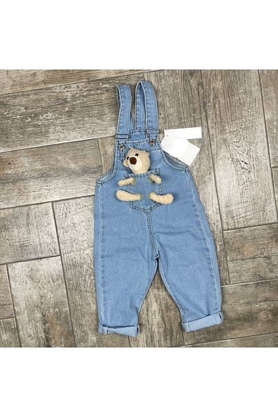 YARENKİDS Teddy Bear Denim Slopet Overalls for Girls and Boys