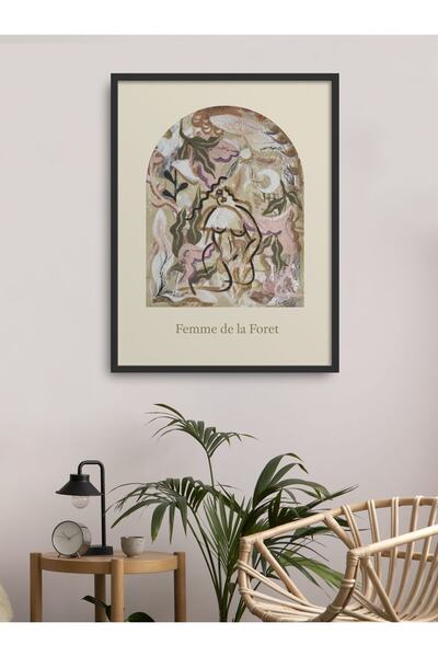 HOMEPACK Tekli Çerçeveli Orman Kadını Tablo 30x40 Cm 40x60 Cm Siyah Beyaz Ahşap Çerçeveli Tk/033