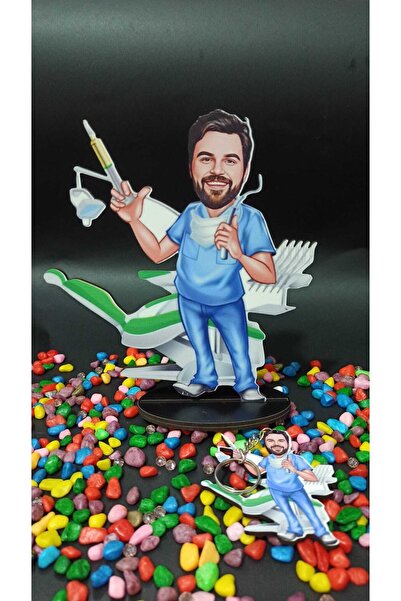 3D Hediye Dünyası Diş Hekimi Hediyesi Karikatür Biblo Hediyesi 2 Adet Anahtar...