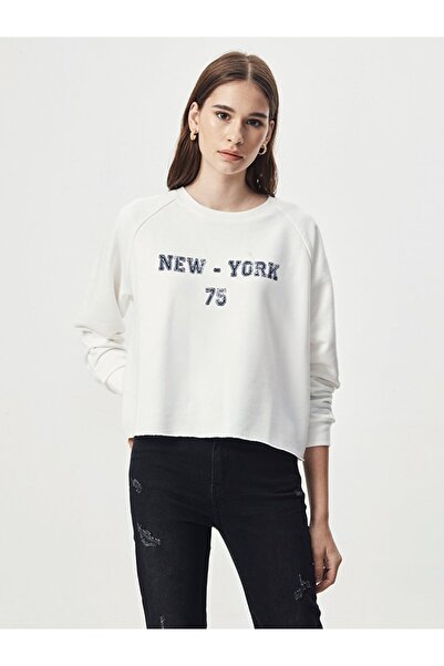 Ltb Hanorac alb cu gât rotund