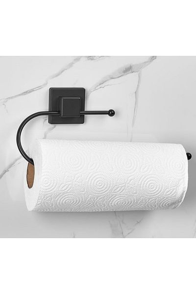 ORSA HOME 904 Square Adhesive Paper Towel Holder Black