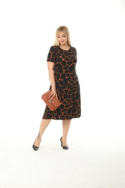 mami butik Plus Size Above Knee Midi Length Short Sleeve Stylish Comfortable Viscose Combed Cotton Dress