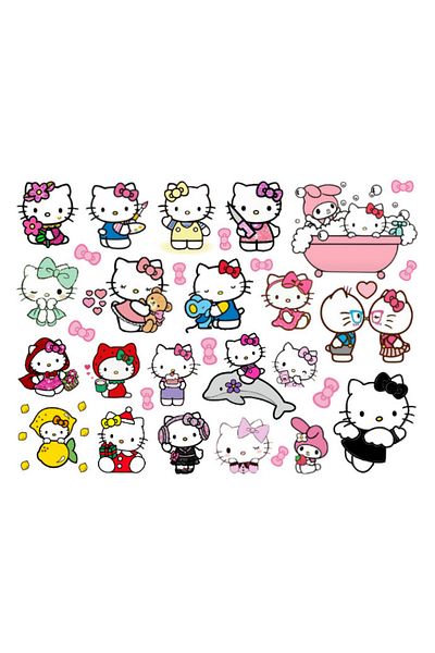 Ororabutik Σετ με 61 χαριτωμένα αυτοκόλλητα Hello Kitty - Ετικέτα περιοδικού και λευκώματος