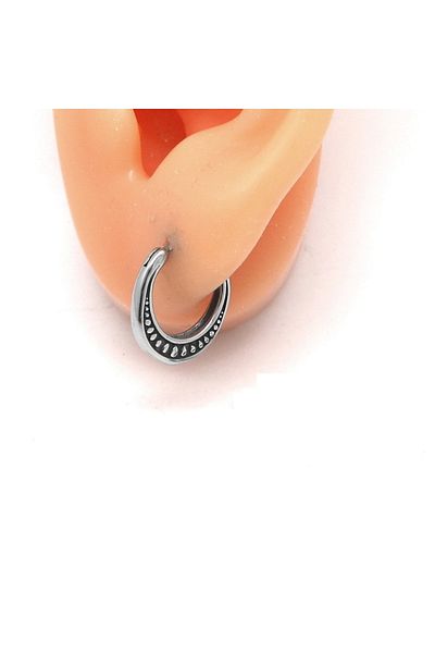 Viking Dotted Classic Design Thin Hoop Snap 316l Steel Men's Earrings