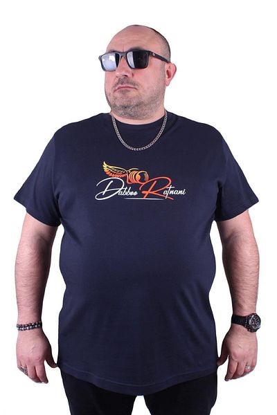 MocGrande Тениска с кръгло деколте Plus Size Wings 23112, тъмносиня